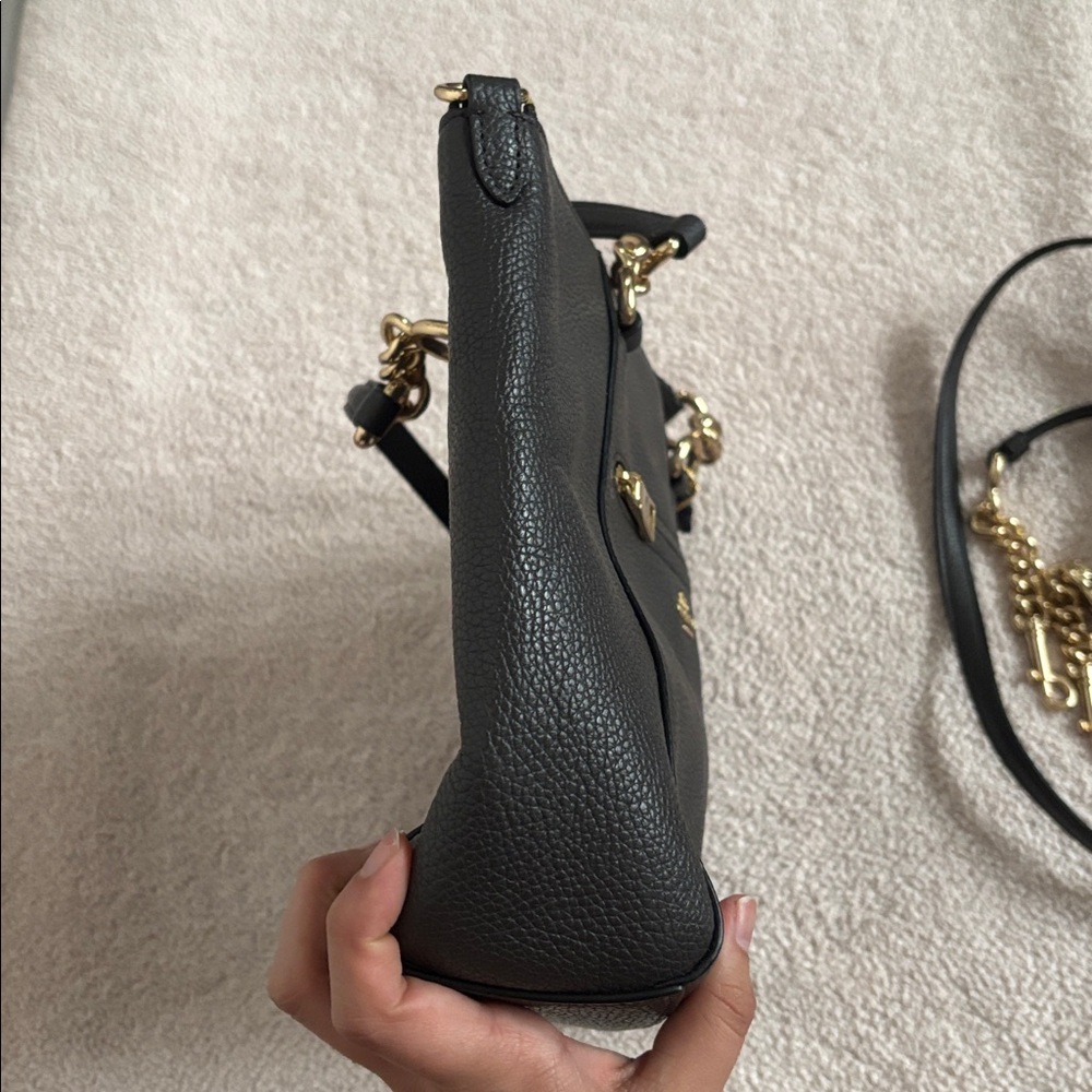 Coach Brown Leather Shoulder Bag with Gold Accents - Picture 7 of 11